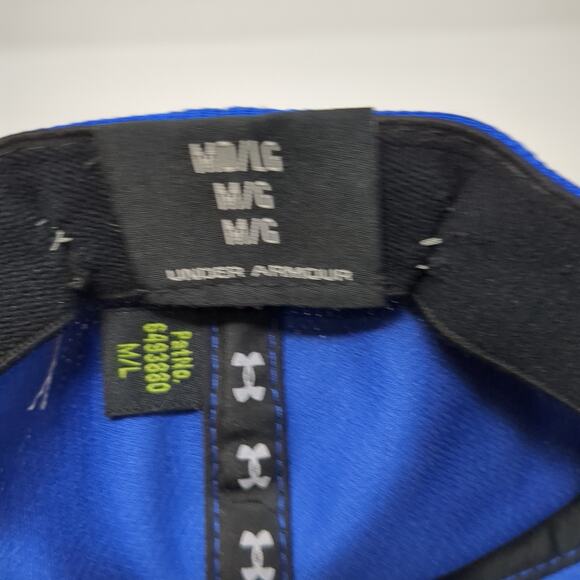 Under Armour Fitted Baseball Cap Blue Large Embroidered Vented Holes 6 Panel - Picture 9 of 9